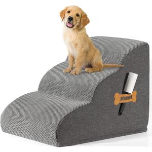 Romrol Dog Stairs Ramp for Beds Couches, Extra Wide Pet Steps with Durable Non-Slip Waterproof Fabric Cover, Dog Slope Stairs for Small Dogs and Cats or Pets Friendly, 3-Tiers,15 Inch