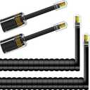 NECABLES 2+2Pack No Tangle Phone Cord for Landline 2pcs Telephone Handset Cord and 2pcs Detangler for Desk Phone Black
