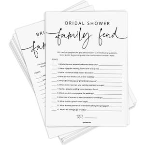 GardenCity Bridal Shower Games, 50 Bridal Shower Family Feud Game Cards, Wedding Shower Game Activity, 50 Guests, Minimalist