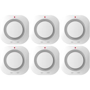 Photoelectric Smoke Detector Fire Alarm, Battery Operated, Smoke Alarm with Test Button & Low Battery Signal, LED Warning Light, 85-Decibel Alarm Sound, Easy Installation for Living Rooms and Bedrooms (PG-S11-6PACK)