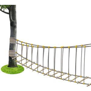 Outdoor Bridge Rope Ladder for Kids Rope Bridge Outdoor Obstacle Course Solid Wood Balance Climbing Bridge Slack Lines for Backyard for Child Outdoor Playground Equipment (16.4 FT)