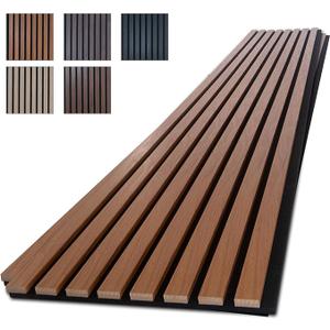 NeatiEase Wood Panels for Wall, 4-Piece 96" x 12.6" Soundproof Wood Slat Wall Panel for Interior Wall Decor Noise Cancelling, Acoustic Wall Panels, Sound Absorbing Panel (Teak)