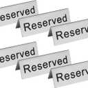 New Star Foodservice Stainless Steel Table Tent Sign (Scoltp-213 (Reserved), 4 x 1.5-Inch (Set of 6))
