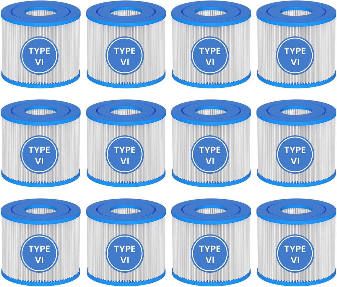 Type Hot Tub Spa Filter Replacement Compatible with Lay-Z-Spa, Coleman SaluSpa 90352E 58323 90427E, Inflatable Hot Tub, Swimming Pool Pump Filter Type Cartridge, 12 Pack