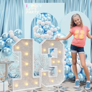 imprsv 3FT Silver 13th-Birthday Decorations Numbers: 13th Birthday Party Anniversary Decorations Large Light Up Numbers 13 for Girls Boys