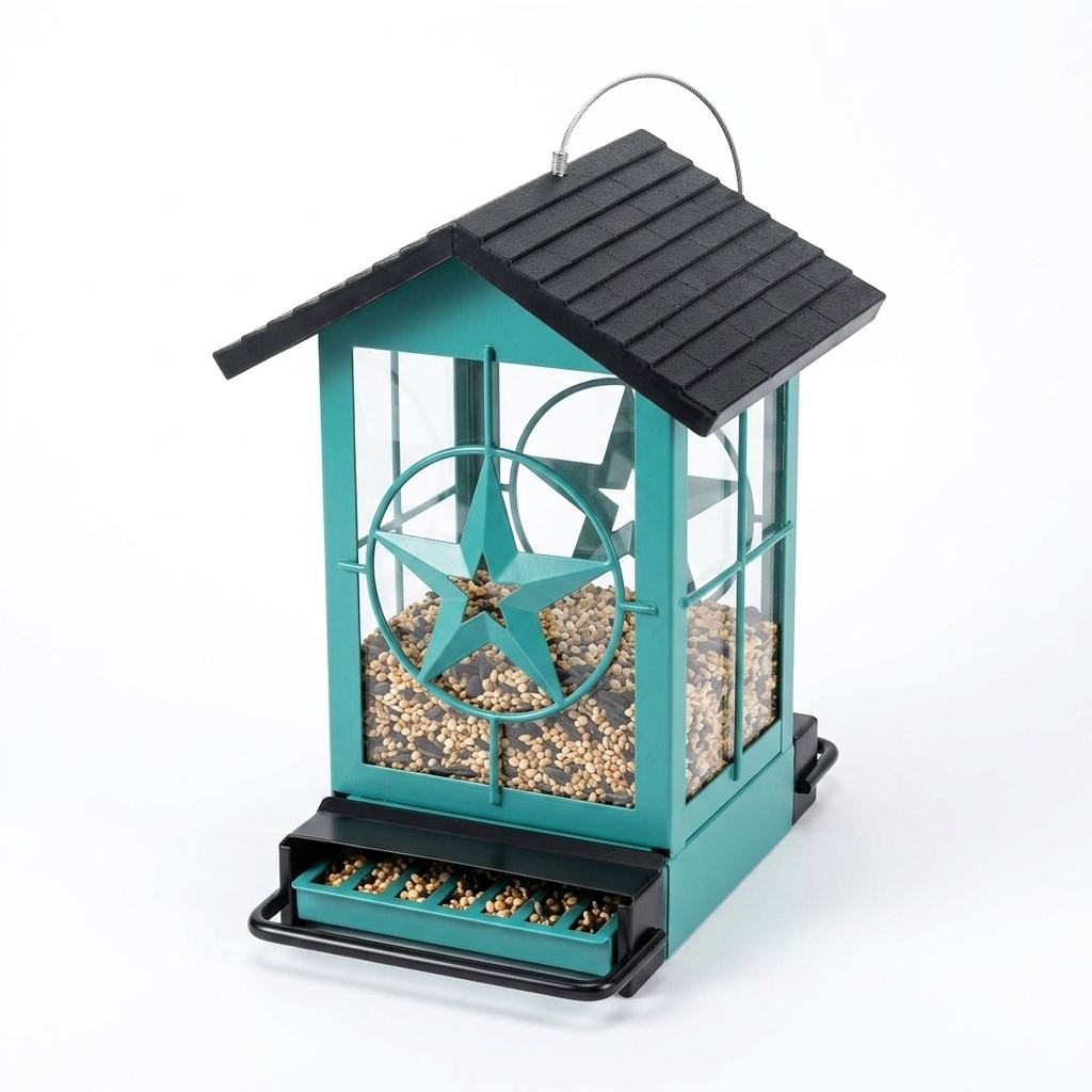 Wildpark Squirrel Proof Bird Feeders for Outdoors, 5LB Metal Hanging Feeders, Large Wild Feeders for Cardinals, Chickadees, Durable Backyard Feeders - Green