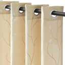 jinchan Beige Semi Sheer Curtains for Bedroom 84 Inch Length Floral Embroidered Drapes for Living Room Ligh Filtering Embroidery Grommet Window Curtain Panels Set Beige (55"W x 84"L (Pack of 2))