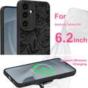 OOK Compatible with Samsung Galaxy S25 5G Case, Silicone Black Flowers Floral Rose Cute Pattern, TPU Camera Protection Soft Slim Shockproof Phone Cover for Women Girls- Black Rose