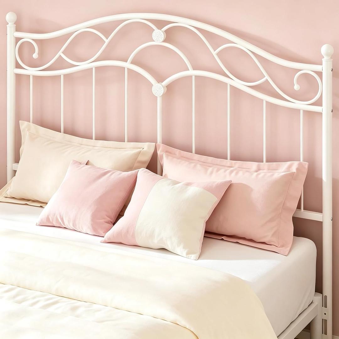 Merronix Queen Size Adjustable Metal Headboard Only, White
Vintage style for bed frame, Sturdy and stable, easy assembly, Adjustable height for bedroom