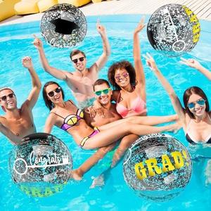 Vertintong 10 Pcs 16 Inch Graduation Inflatable Beach Balls Game Congrats Grad Beach Ball Congrats Grad Sign Bulk for Class of 2025 Swimming Pool College Graduation Party Supplies Favors(Black)