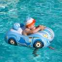 Swimbobo Toddler Pool Float Inflatable Car Baby Swim Float with Adjustable Sun Canopy and Safety Seat Pool Toys for Kids 3+ Years Old (Blue Sports Car)