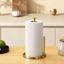 Paper Towel Holder Countertop, Standing Paper Roll Holder with Anti Slip Weighted Base, Stainless Steel Freestanding Paper Towel Holder for Kitchen, Gold