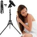 Hair Dryer Stand Holder Hands Free - Adjustable Blow Dryer Stand with Universal Non-Slip Clip & Sturdy Tripod Base for Home Styling, Elderly & Pet, Hair Dryer Holder with 180 Deg Rotation