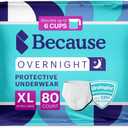 Because Overnight Absorbency Pull Ups - Adult Disposable Incontinence Underwear, Extra Absorbent Nighttime Briefs for Men and Women, White, XLarge, 80 Count (4 Packs of 20)