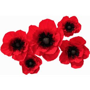 Crepe Paper Flowers Decoration for Wall, Artificial Flowers for Wedding Decor,Flower Backdrop Decor,Baby Shower,Birthday Party,Photo Backdrop,Archway Decor, Nursery Wall Decor (Red;Set/5)