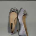 ERIJUNOR Women Comfort Low Kitten Heels Rhinestones Peep Toe Wedding Evening Party Shoes Dress Pumps Size 6.5