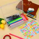 3 x Clear Large Pencil Case Hard Plastic Pencil Box Office Supplies Storage Container Organizer Boxes for Girls Boys Big Capacity 1 Pack for Journaling Stationery Sticker Craft Hobby Art Supplies Medium