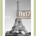 Upsimples 11x17 Picture Frame, Display Pictures 9x15 with Mat or 11 x 17 Without, Wall Hanging Poster Frames, Green, 1 Pack