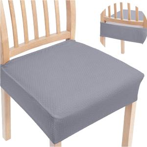 Smiry Stretch Jacquard Seat Covers for Dining Room Chairs Set of 6, Removable Washable Chair Seat Protector Slipcovers, No Rear Covers, Grey