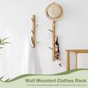 Vertical Coat Rack Wall Mounted - Height 36 Inches, Oak Wood Vertical Hat Rack for Wall with 9 Hooks, Modern Coat Rack Tree for Hanging Hats, Jackets, Bags in Entryway Bedroom Office