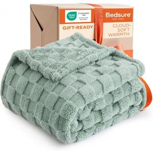 Bedsure GentleSoft Twin Blanket for Bed - Super Soft Cozy Mothers Gifts Day Spring Blankets, Cute Fuzzy Fleece Throws for Bedroom Couch for Girls, Sage Green, 60x80 Inches