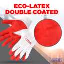 SAFETY Non-Slip 200 Pairs Red Latex Cotton Multi-Purpose Work Gloves- Nitrile Dipped & Rubber Palm Coated for a Firm Grip- Heavy Duty Premium-Construction-Moving-Warehouse-Garden-Gloves, One Size