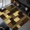 Modern Geometric Patchwork Indoor Taupe Area Rug for Living Room, 9 X 12 Feet