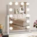 Vanity Makeup Mirror with Lights,3 Color Lighting Modes Detachable 10X Magnification Mirror Touch Control,360Rotation, White (14.6Inch)
