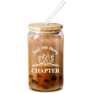 NewEleven Gifts For Book Lovers - Book Lovers Gifts For Women - Bookish Gift for Readers, Librarians, Bookaholics, Bookworm - Birthday Gift For Women, Her, Best Friend  16 Oz Coffee Glass (One more chapter CF)