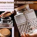 Large Glass Jar with Wood Lid and Spoon 60 OZ Square Thick Glass Storage Jars Airtight Lids Clear Decorative Vintage Canister for Food Candy Cookie Sugar Coffee Nuts Snack Dog Treat