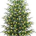 4FT Pre-Lit Artificial Norfolk Pine Christmas Tree  Realistic Potted Tree with 100 LED Lights & 8-Function Battery Box, Pre-Assembled Faux Holiday Dcor for Indoor Use
