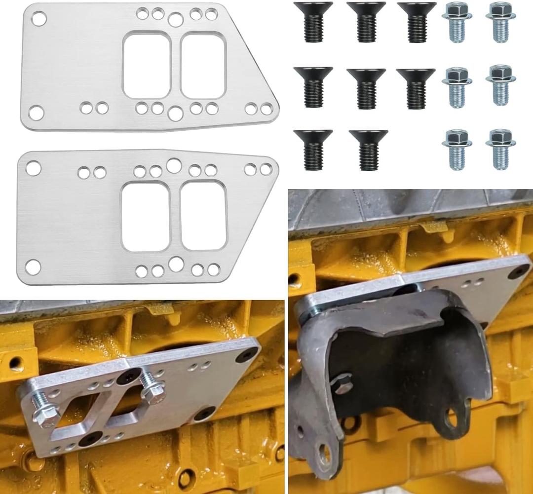for LS Swap Motor Mounts Adapter Plates - LS Conversion Adjustable Universal Swap Bracket Small Block Kit for LS Engine, LS1 LS3 LS2 LQ4 LQ9 LS6 L92 L99 L33 LR4 Billet Aluminum