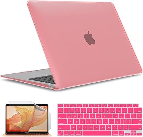 IBENZER Compatible with New MacBook Air 13 inch case 2022 2021 2020 M1 A2337 A2179 A1932, Hard Shell Case&Keyboard Cover&Screen Film for Mac Air 13 with Touch ID (20182022), Rose Gold, AT13MPK+2