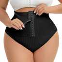 Belly Support Underwear Slimming Underwear Shapewear Thong for Women High Waist Thong (Black, XL)