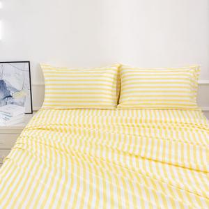 Best Season 4 Piece Stripe Microfiber Stripe Sheet Set - Super Soft Luxury Hotel Deep Pocket,Stain, Fade & Wrinkle Resistant Bedding Set (Yellow,Full Size)