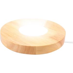 5.9 Inch Wood LED Light Base, Crystal Display Stand with 3 Light Modes and 10-Level Dimming for Acrylic, Crystal, Night Light, Glass Resin Art