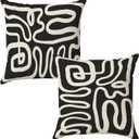 Black and White Pillow Covers 18x18 Set of 2, Black and Beige Accent Abstract Pillow Covers for Couch Bedroom, Black and White Decorative Pillow Covers for Home