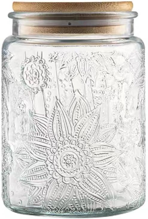 ANSQU Vintage Glass Jar with Lid, 23.7oz Airtight Glass Food Storage Container for Kitchen Counter, Pantry, Decorative Jar for Coffee, Tea, Sugar, Gratitude Jar for Mother' Day