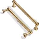 khtumeware 10 Pack 6 Inch Hole Center Brushed Brass Cabinet Pulls Heavy Duty Solid Warm Brass Cabinet Handles cabinets Dressers Kitchens Handles Bathroom cabinets
