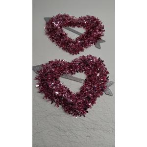 Valentine's Day Tinsel Decor in Pink and Red 14 x13 Inches Heart-Shaped Metal Wreath Frames Making Art Material Supplies for Valentines Wedding Wall Floral Garden Pack of 2 I'ml