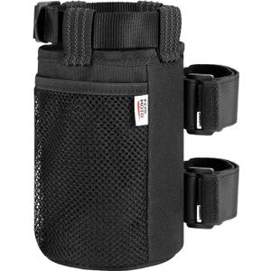 KEMIMOTO 2 Pack Cup Holder, Roll Bar Cup Holder for UTVs Wheelchair Scooter Walker Rollator Bike Golf Cart Boat with Mesh Pockets and Sticky Straps