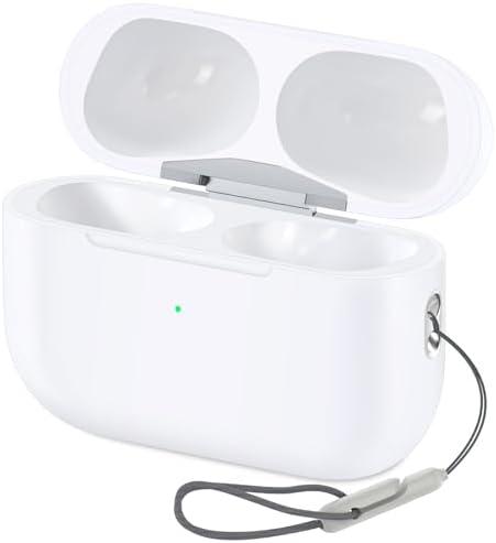 Wireless Charging Case Compatible with AirPods Pro 2nd & 1st, Charger Case Replacement for AirPods Pro 2 & 1 with Gray Lanyard, Bluetooth Pairing Sync Button, Earbuds Not Included (USB-C Port)