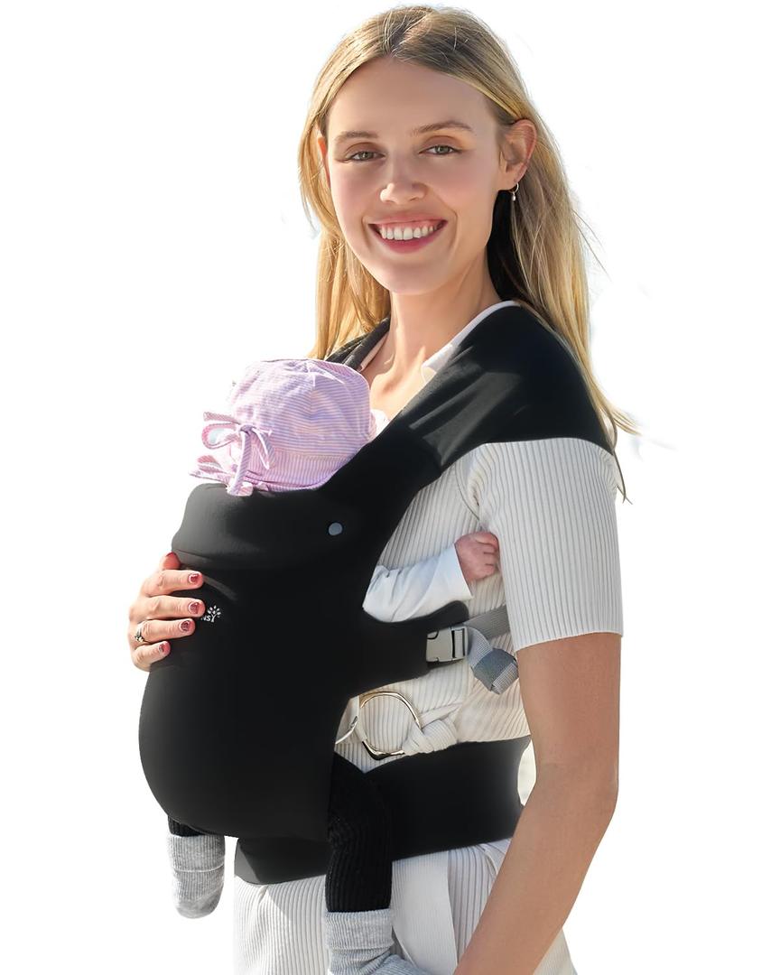 GROWNSY Baby Carrier Newborn to Toddler, Cozy Baby Wraps Carrier, Ergonomic Newborn Carrier with Head Support, Black