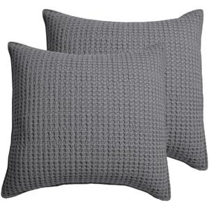 Levtex Home - Mills Waffle - Euro Sham (Set of Two) - Charcoal - Sham Size (26x26in.), No Insert