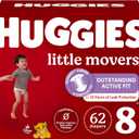 Huggies Size 8 Diapers, Little Movers Baby Diapers, Size 8 (46+ lbs), 62 Count