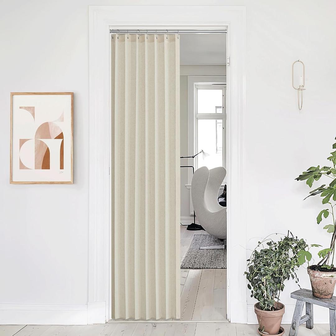 NICETOWN Closet Curtains, Accordion Linen Door Curtains for Doorways, Folding Door Curtain for Room Divider and Privacy, 80 inches Long Bedroom Living Room, 1 Panel, 38" Wide, Natural NICETOWN Closet Curtains, Accordion Linen Door Curtains for Doorways, Folding Door Curtain for Room Divider and Privacy, 80 inches Long Bedroom Living Room, 1 Panel, 38" Wide, Natural