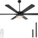 warmiplanet Ceiling Fans with Lights and Remote Control, 62 Inch, 6 Speeds Reversible DC Motor, 3 Color Dimmable Light, Timer, Noiseless, Black, 6 Blades