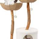 Modern Cat Climbing Tower Solid Wood Cat Tree for Indoor Cat Large Adult Tall Condo Tower with Scratching Post Bed and Stand