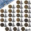 24 Sets Button Pins for Jeans, No Sew Jeans Button Replacement, Reusable and Adjustable Button for Jeans, Pant Waist Tightener for Women (6 Styles, Copper)