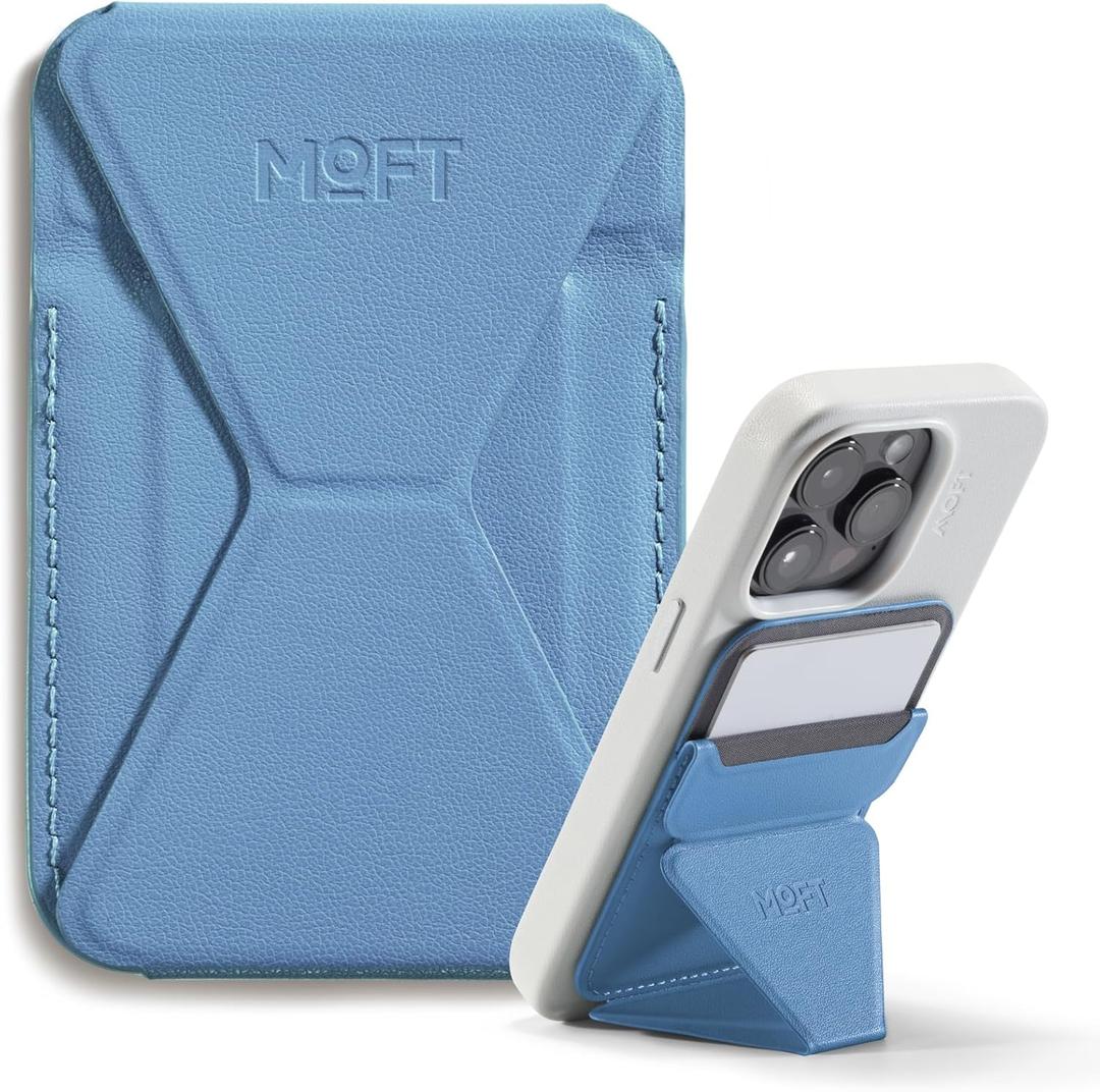 MOFT Magnetic Wallet Stand Compatible with iPhone 16/15/14/13/12 Series, Angle Adjustment & Magsafe Compatible MOVAS Phone Stand, Windy Blue